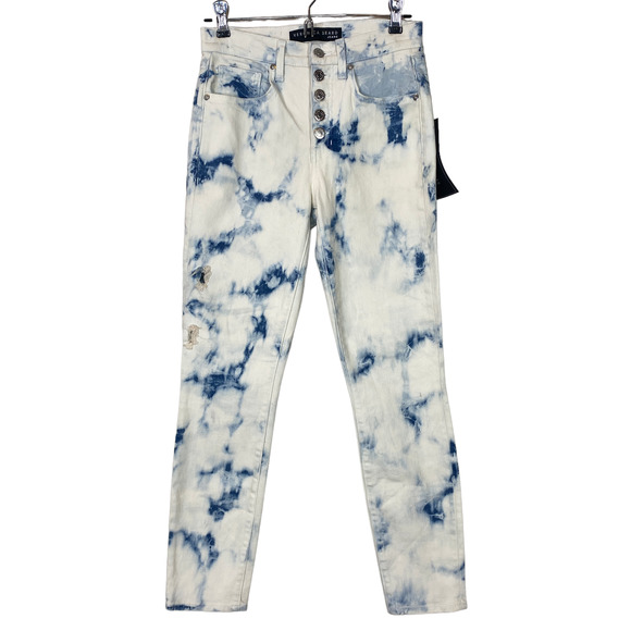 Veronica Beard Debbie Skinny High Rise Bleached Jeans Women 26 Secret PocketsNWT - Picture 3 of 13
